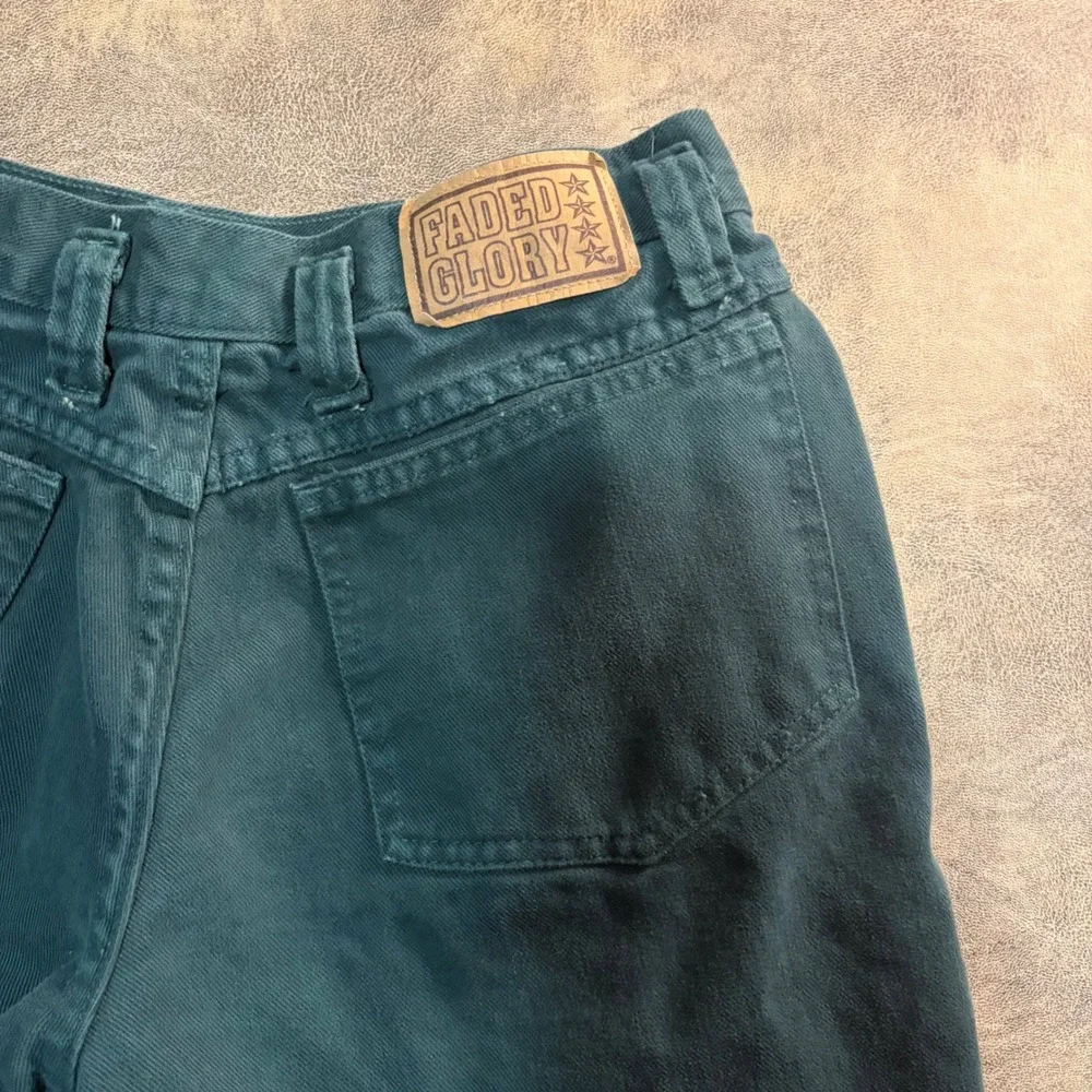 Faded Glory Workwear Pants 30x30 (29x27) Green VTG 90s Made USA Cotton Drop Loop